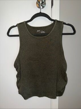 aerie Olive Ribbed Crew Neck Tank